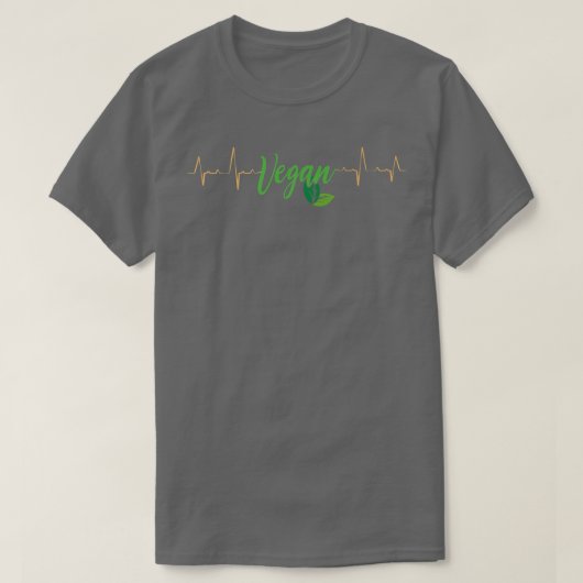 ハートビートECGビーガン動物愛好家ベジタリアン Tシャツ (デザイン正面)