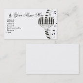 ハートピアノのキーボードと音楽ノート 名刺 (正面/裏面)