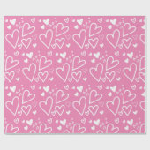 ハートピンクと白のバレンタイン ラッピングペーパー (フラット)