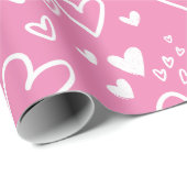 ハートピンクと白のバレンタイン ラッピングペーパー (ロールコーナー)