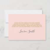 ハートピンクのネイビー感謝カード, 花のベビーシャワーカード サンキューカード (裏面)