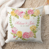 ハートピンクアンドイエローローズ クッション (ブランケット)