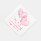 ハートピンクウォーター色ハートサンキュー結婚ズ スタンダードランチョンナプキン (角)