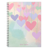 ハートピンクグリーンパープルウォーターパーソナライズされたカラー ノートブック (正面)
