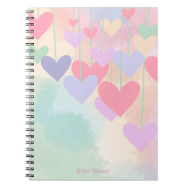 ハートピンクグリーンパープルウォーターパーソナライズされたカラー ノートブック