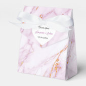 ハートピンクマーブル金ゴールド結婚式の引き出物ありがとう フェイバーボックス (正面サイド)