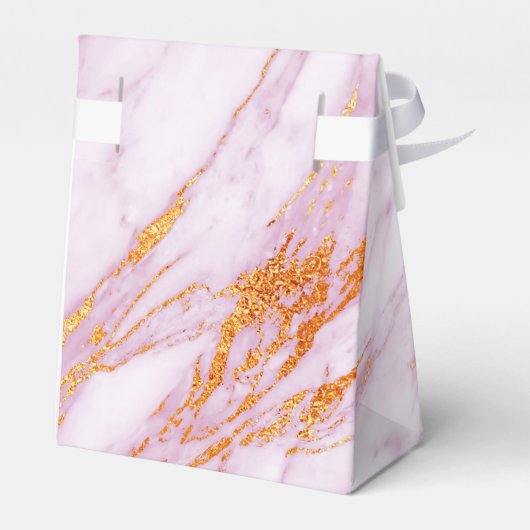 ハートピンクマーブル金ゴールド結婚式の引き出物ありがとう フェイバーボックス (裏面サイド)