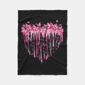 ハートピンクリボン蝶の乳癌アワーン フリースブランケット (正面)
