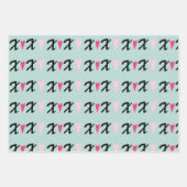 ハートピンクXとハートパターン ラッピングペーパーシート (正面)