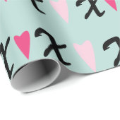 ハートピンクXとハートパターン ラッピングペーパー (ロールコーナー)