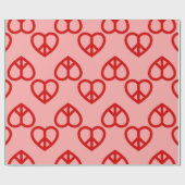 ハートピースラブレトロヒッピー赤バレンタイン ラッピングペーパー (フラット)