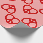 ハートピースラブレトロヒッピー赤バレンタイン ラッピングペーパー (角)