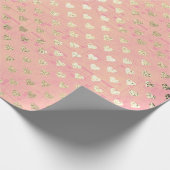 ハートピーチパステル金ゴールドピンクローズバラミュージックノート ラッピングペーパー (角)