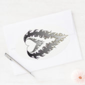 ハートファイアステッカー:シルバー 楕円形シール (封筒)