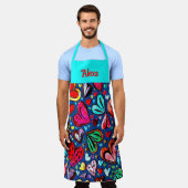 ハートファンキーアートデザイン エプロン (着用した状態)