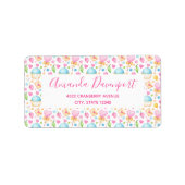 ハートファンシーとカップケーキの水彩模様 ラベル (正面)