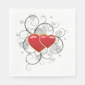 ハートファンシーレッドラブナプキンス スタンダードランチョンナプキン (正面)