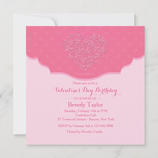 ハートフィリグリー誕生日パーティーの招待 招待状 (裏面)