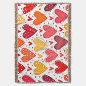 ハートフェカラフルルラブパターンデザイン スローブランケット (正面縦)