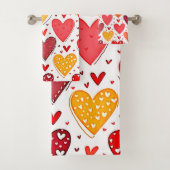 ハートフェカラフルルラブパターンデザイン バスタオルセット (インサイチュ)
