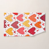 ハートフェカラフルルラブパターンデザイン バスタオルセット (ハンドタオル)