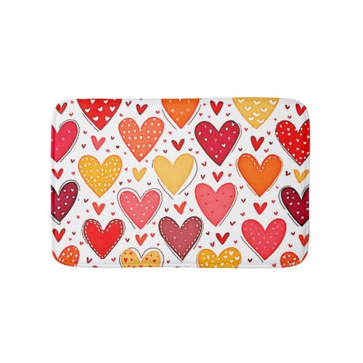 ハートフェカラフルルラブパターンデザイン バスマット (正面)