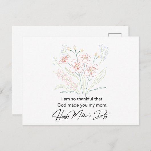 ハートフェルトことわざマザーズデイフラワーズスケッチ ポストカード (正面/裏面)