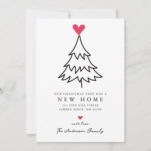 ハートフェルトのクリスマスツリー新しいホームムービング 案内状 (正面)