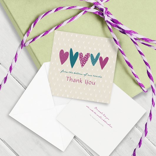 ハートフェルトサンキューティール(緑がかった色)ハートリトル ノートカード