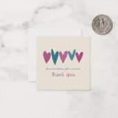 ハートフェルトサンキューティール(緑がかった色)ハートリトル ノートカード (正面/裏面インサイチュ)