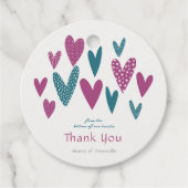 ハートフェルトサンキューハートティール(緑がかった色)マゼンタフェイバー フェイバータグ (正面)