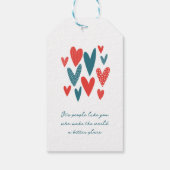 ハートフェルトサンキューハートティール（緑がかった色）レッド ギフトタグ (裏面)