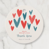 ハートフェルトサンキューハートレッドティール（緑がかった色） フェイバータグ (正面)