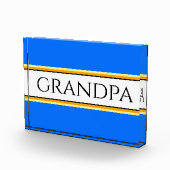 ハートフェルトスポーティブルーイエロー「GRANDPA」ストライプ フォトブロック (右)