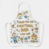 ハートフェルトドードル「ありがとうパパ」アート エプロン (正面)