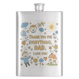 ハートフェルトドードル「ありがとうパパ」アート フラスク