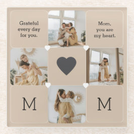 ハートフェルトメッセージ付きフォトコラージュコースター ガラスコースター