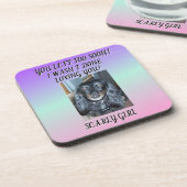 ハートフェルトメモリアル毛皮ベビーパープルグリーンピンク コースター (左側)