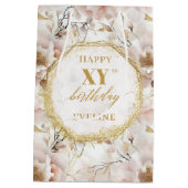 ハートフェルトライトピンクボホ金ゴールド誕生日抱き枕 ミディアムペーパーバッグ (裏面)