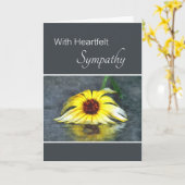 ハートフェルト悔やみや弔慰イエローデイジーイン雨 カード (黄色い花)