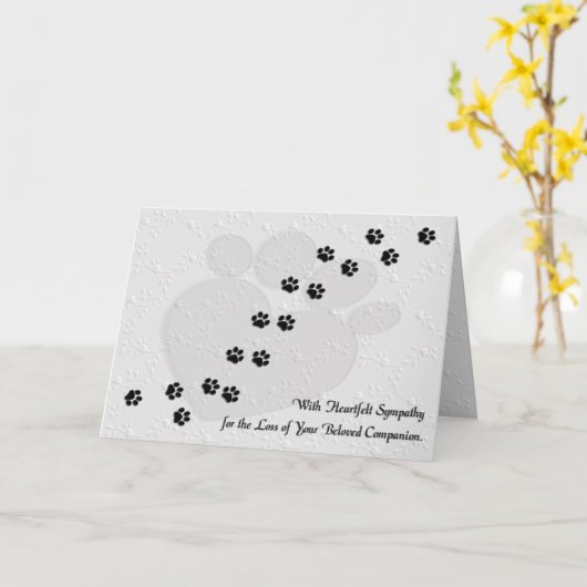 ハートフェルト犬または猫ペット悔やみや弔慰 カード (黄色い花)