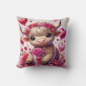 ハートフェルト甘いハイランドカウバレンタイン クッション (正面)