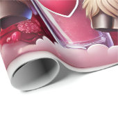 ハートフェルト甘いハイランドカウバレンタイン ラッピングペーパー (ロールコーナー)