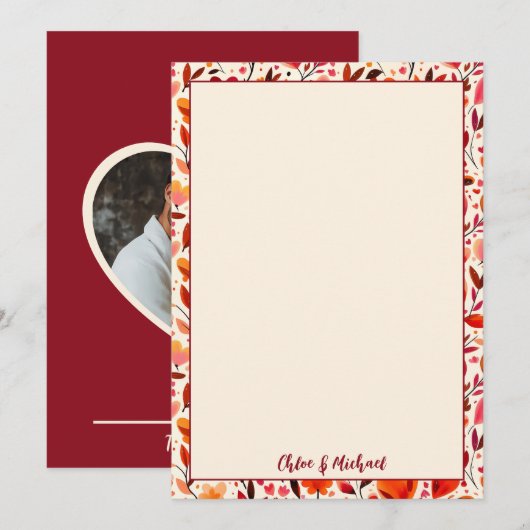 ハートフェルト開花フラットサンキューカード サンキューカード (正面/裏面)