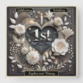 ハートフェルト1周年記念紙記念 スクエア壁時計 (正面)