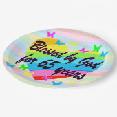 ハートフェルト65thバースデーパーティー紙プレート ペーパープレート (アングル)