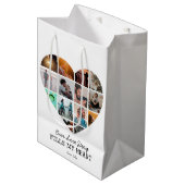 ハートフォトコラージュバレンタインカスタム文字  ミディアムペーパーバッグ (正面アングル)