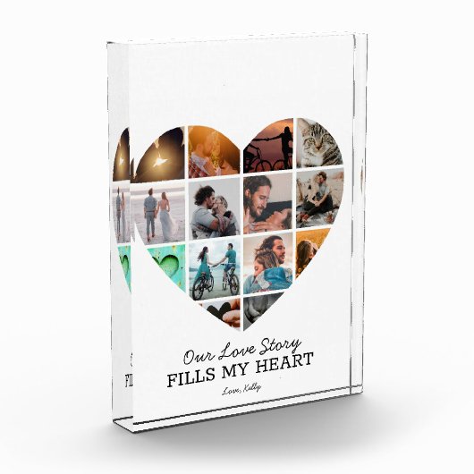 ハートフォトコラージュバレンタインカスタム文字Vday フォトブロック (左)