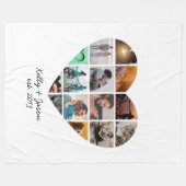 ハートフォトコラージュラブカップルファミリー フリースブランケット (正面(横))