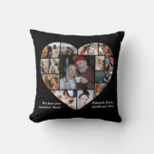 ハートフォトコラージュ愛するブラックパーソナライズされた クッション (正面)